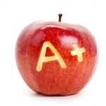 Red apple and A Plus sign