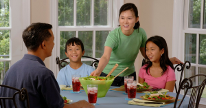 Family eating dinner